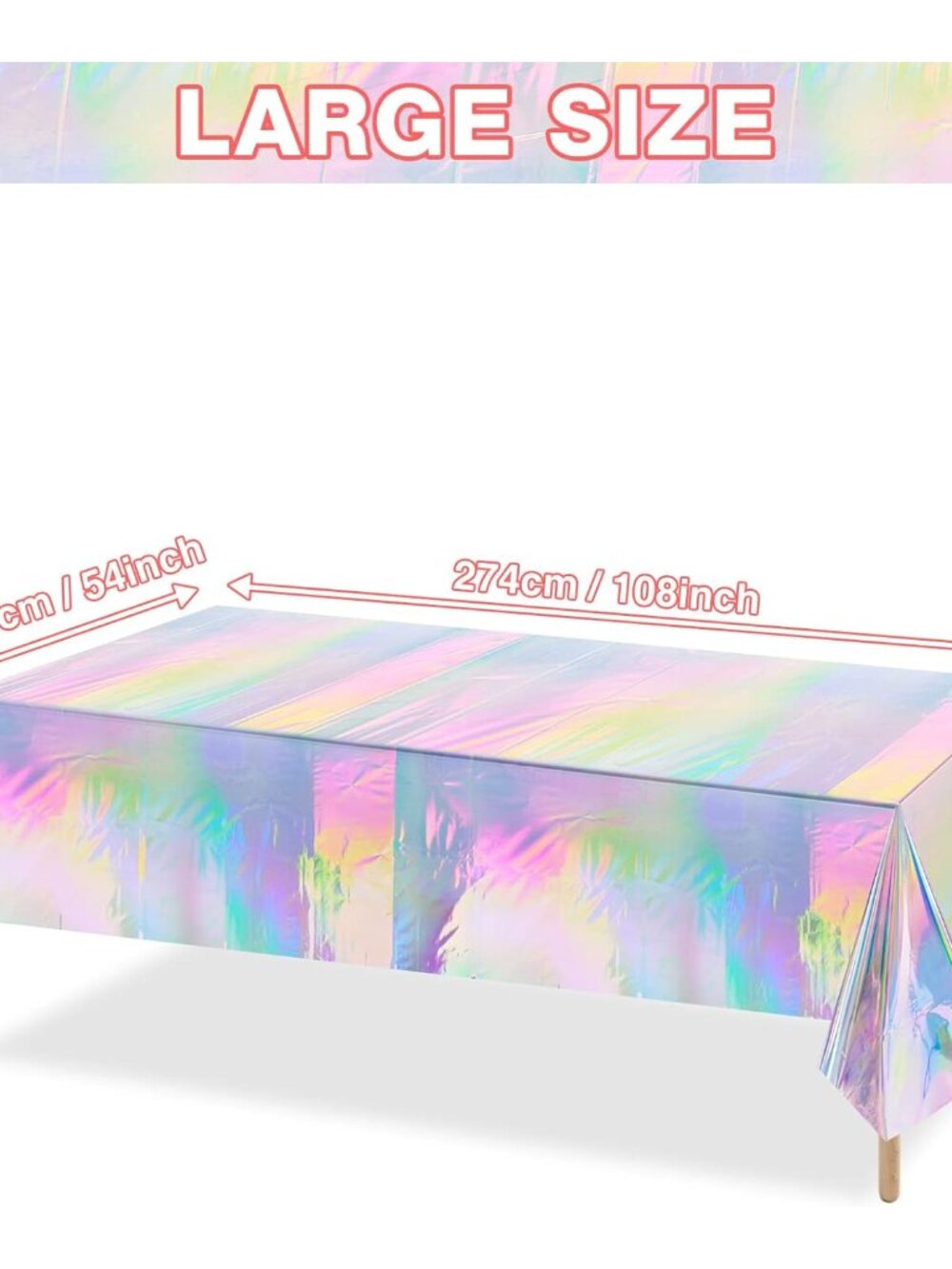 4 Pack Iridescent Plastic Tablecloths, Shiny Disposable Laser Rectangle Table Co - Picture 3 of 7